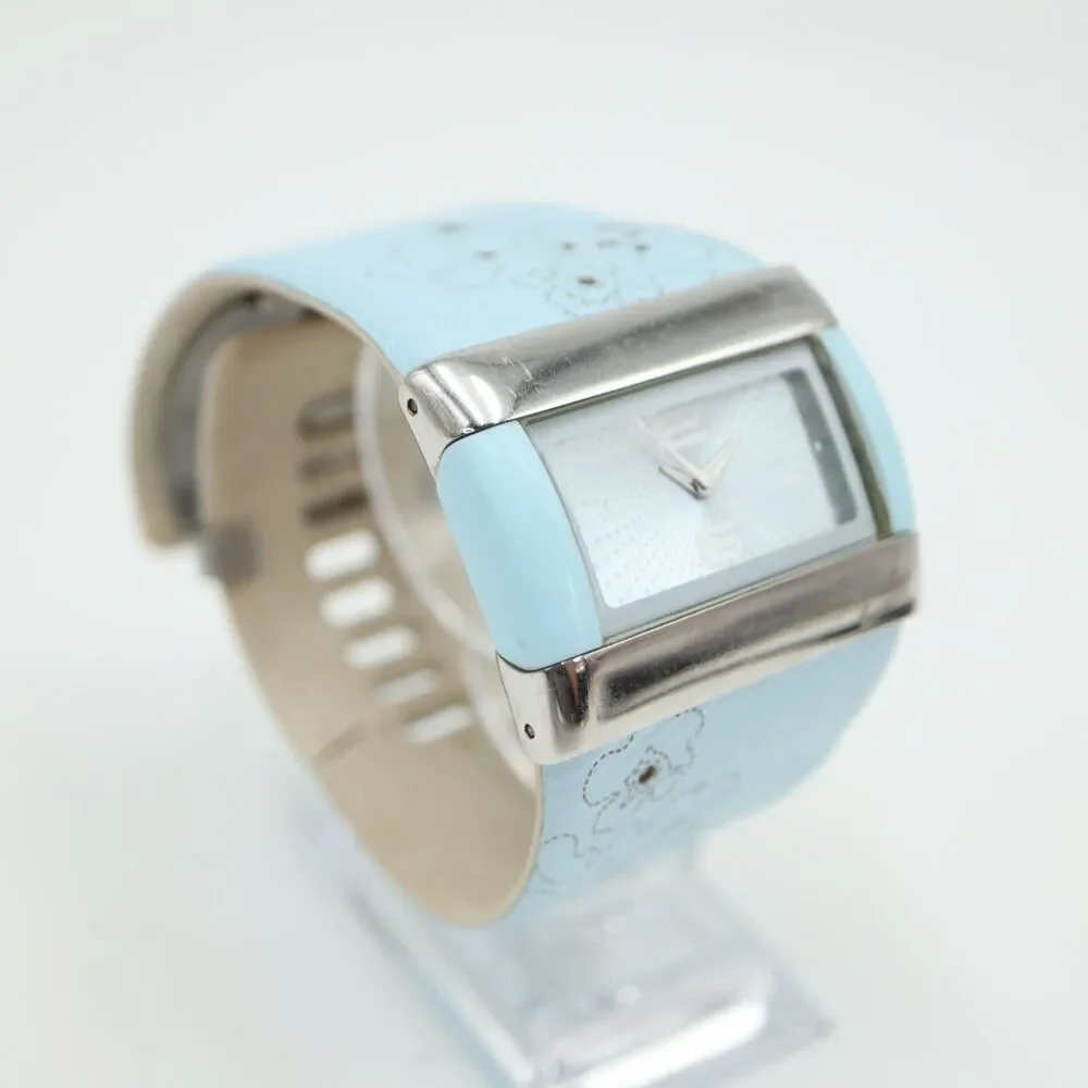 Nike Merge Attract Sport Watch 43mm Silver Blue Tan Band WC0024 w New Battery